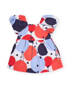 -Robe pour fille en toile avec manches bouffantes