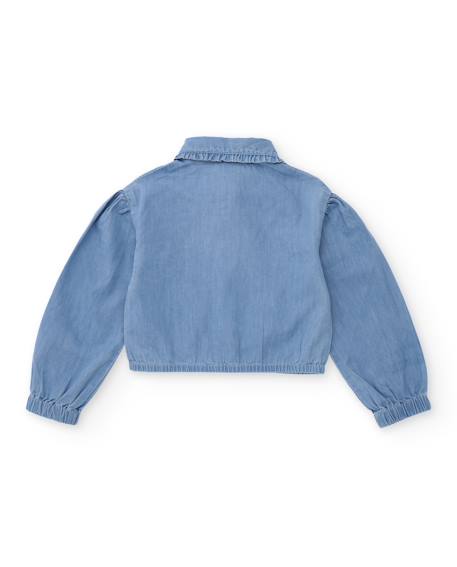 Chemise pour fille en tissu en denim léger Bleu 2 - vertbaudet enfant 
