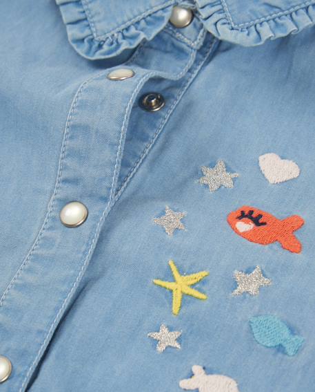 Chemise pour fille en tissu en denim léger Bleu 3 - vertbaudet enfant 