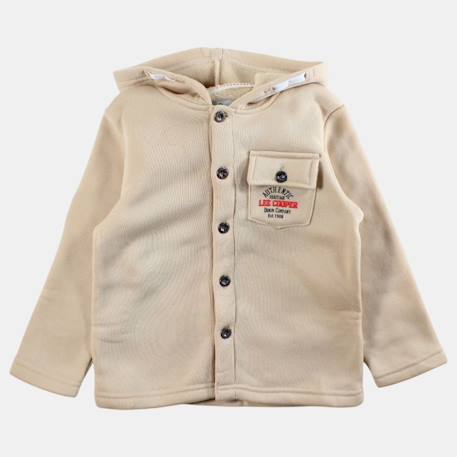 Veste sweat à capuche boutonnée garçon Ecru+Kaki+Marine 3 - vertbaudet enfant 