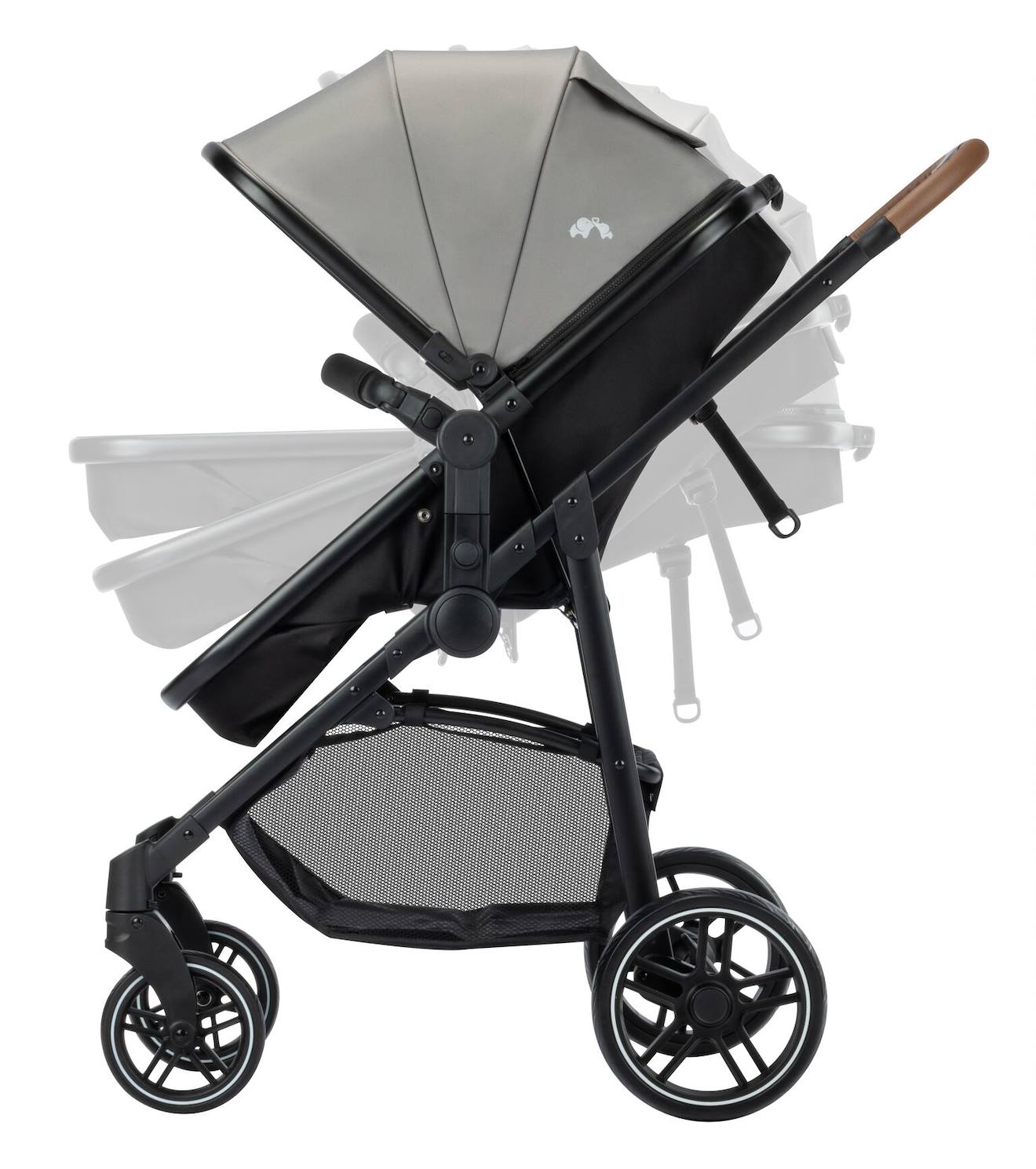 Poussette 3 en 1 i-size avec assise convertible en nacelle et cosi