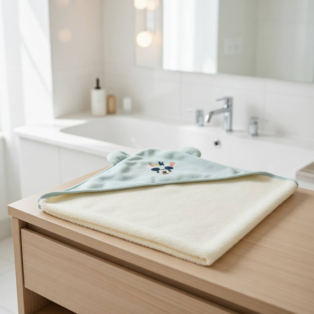 Cape De Bain Mickey Coton Et Polyester Vert 25 €