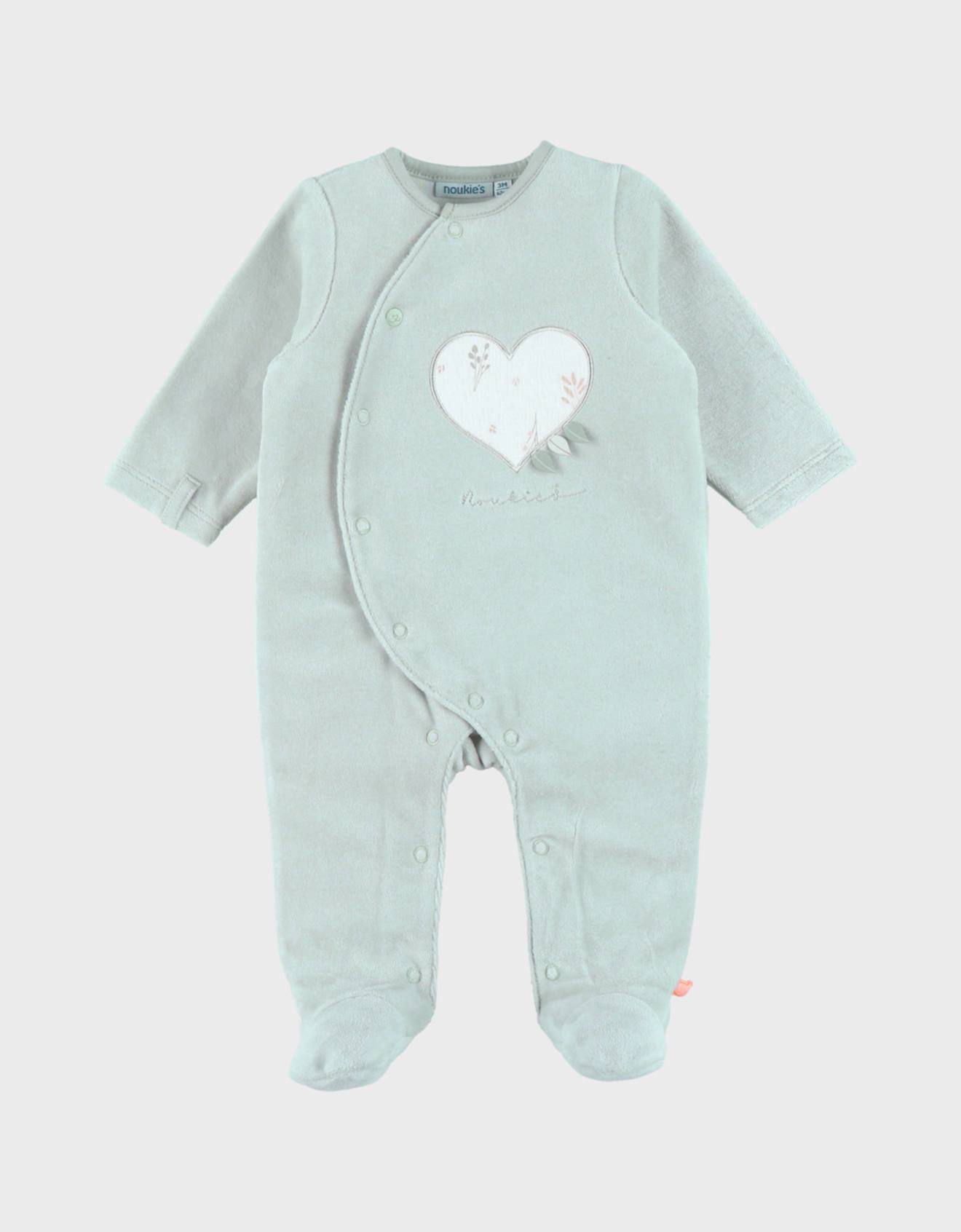 Pyjama Bébé Velours Brodé Vert