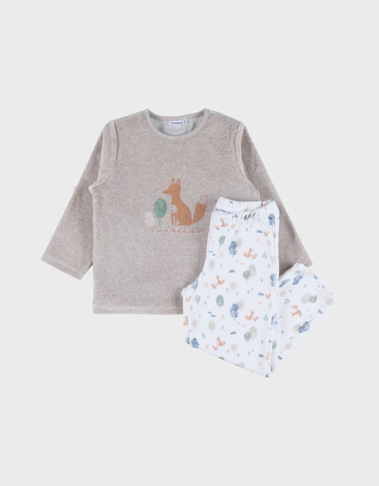 Pyjama Bébé Velours Imprimé Beige