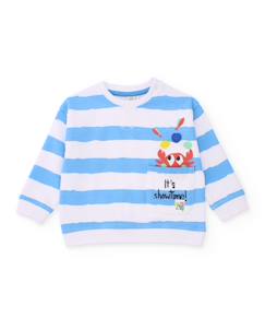 Sweat garçon en maille avec imprimé rayé  - vertbaudet enfant