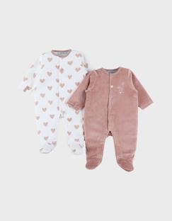 Lot de 2 pyjamas bébé velours  - vertbaudet enfant