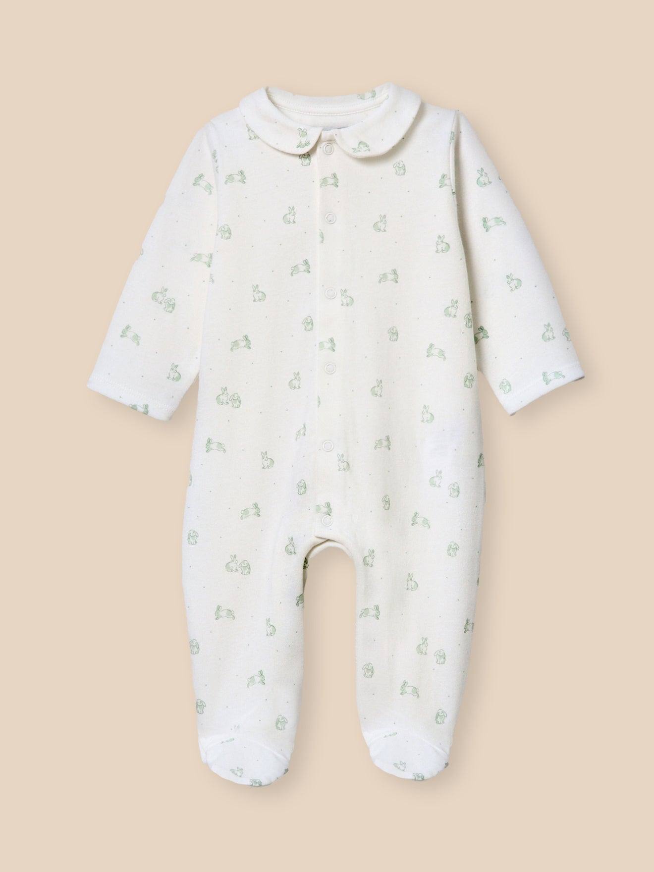 Dors-bien en jersey bébé - coton biologique imprimé lapins