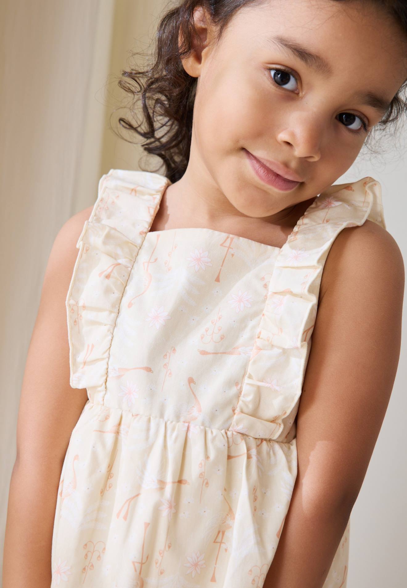 Robe Bébé En Popeline Poésie D'été Vanille