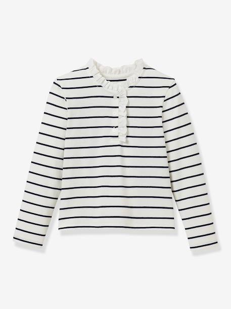 Fille-T-shirt, sous-pull-T-shirt-Tee-shirt rayé manches longues fille