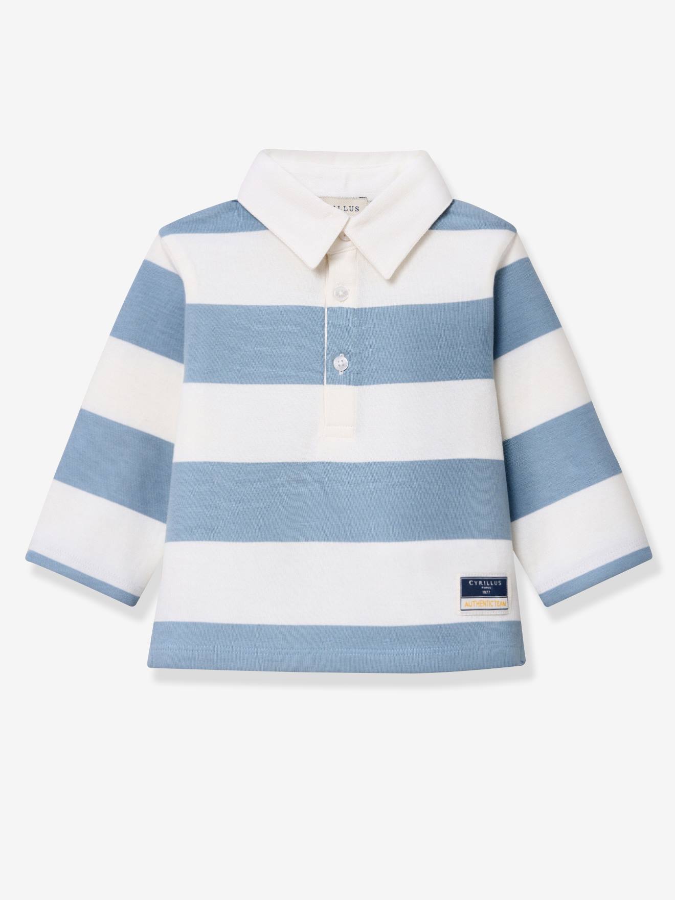 Polo rayé manches longues rayé bleu