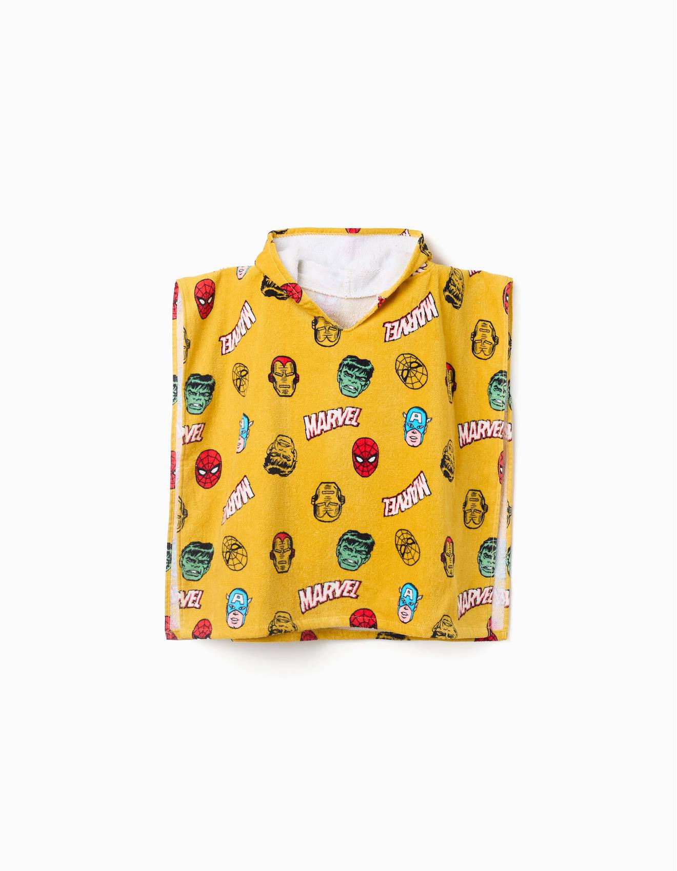 Poncho De Plage En Coton À Capuche Et Motif Marvel Jaune Foncé Poncho De Plage En Coton À Capuche Et Motif Marvel Jaune Foncé