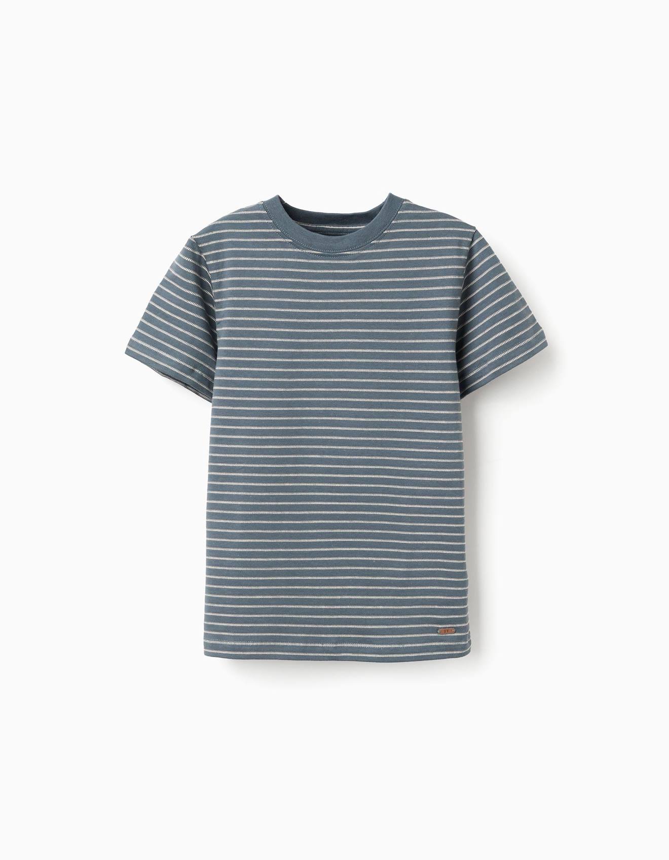 T-shirt En Coton Rayures Jacquard Bleu Fonc 12 €