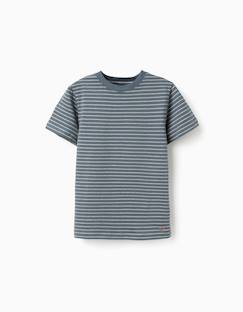 Garçon-T-shirt, polo, sous-pull-T-shirt en coton à rayures jacquard