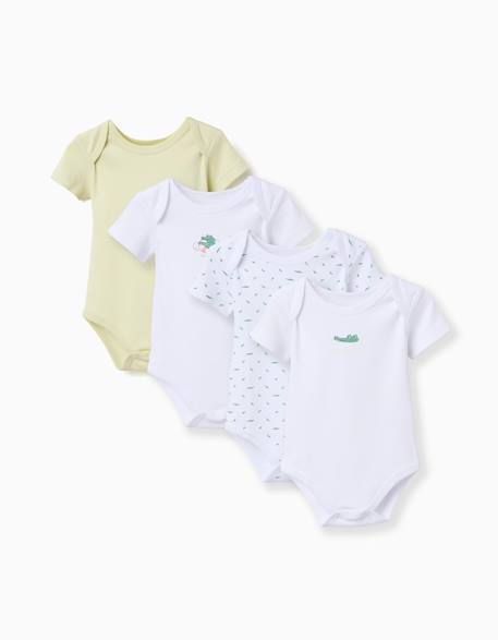 Bébé-4 bodies en coton avec motif de crocodile