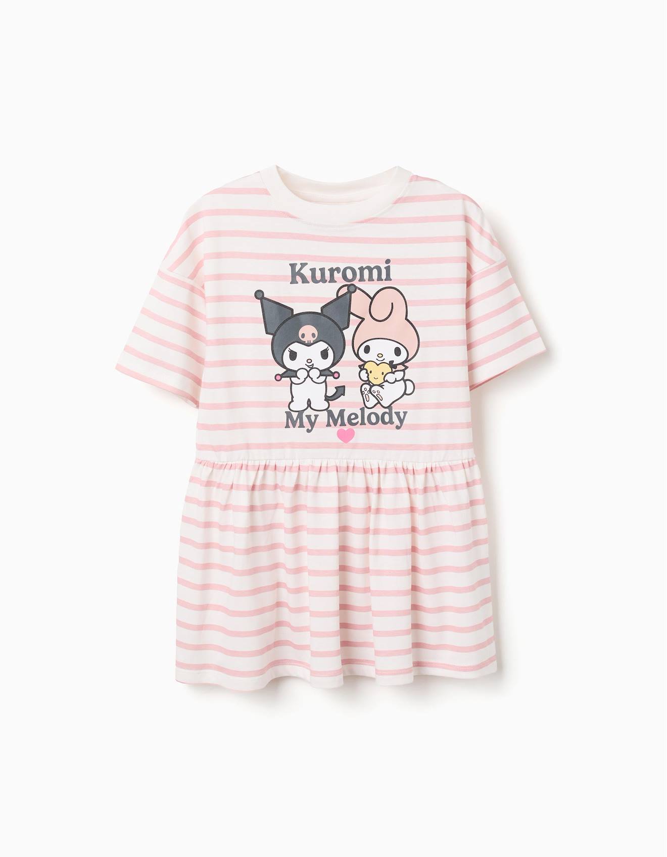Robe En Coton Rayures Et Imprim Kuromi Rose Clair 17 €