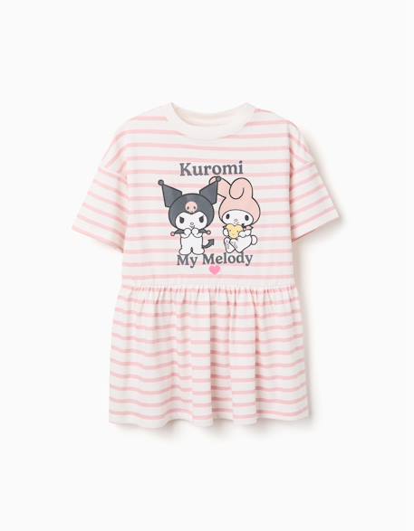 Fille-Robe en coton à rayures et imprimé kuromi