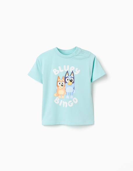 Bébé-T-shirt en coton avec imprimé bluey et bingo