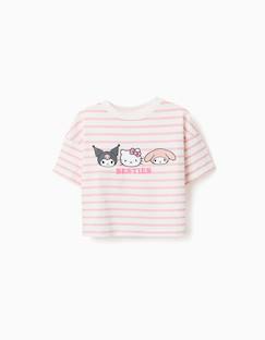 T-shirt en coton à rayures et imprimé besties  - vertbaudet enfant
