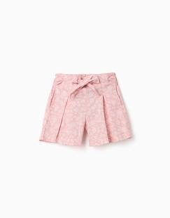 Short en popeline avec motif floral et ceinture  - vertbaudet enfant