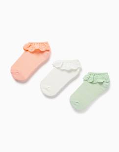 -Pack de 3 paires de socquettes avec broderie anglaisee