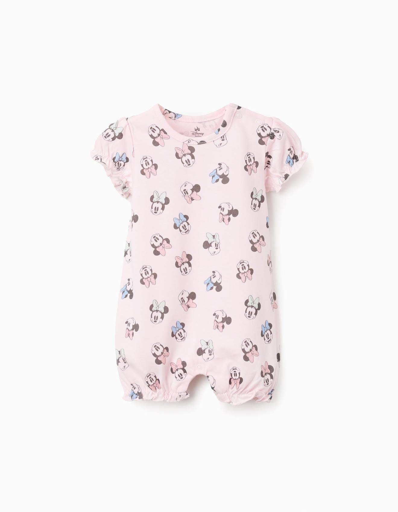 Combishort En Coton Avec Motif Minnie Rose Clair