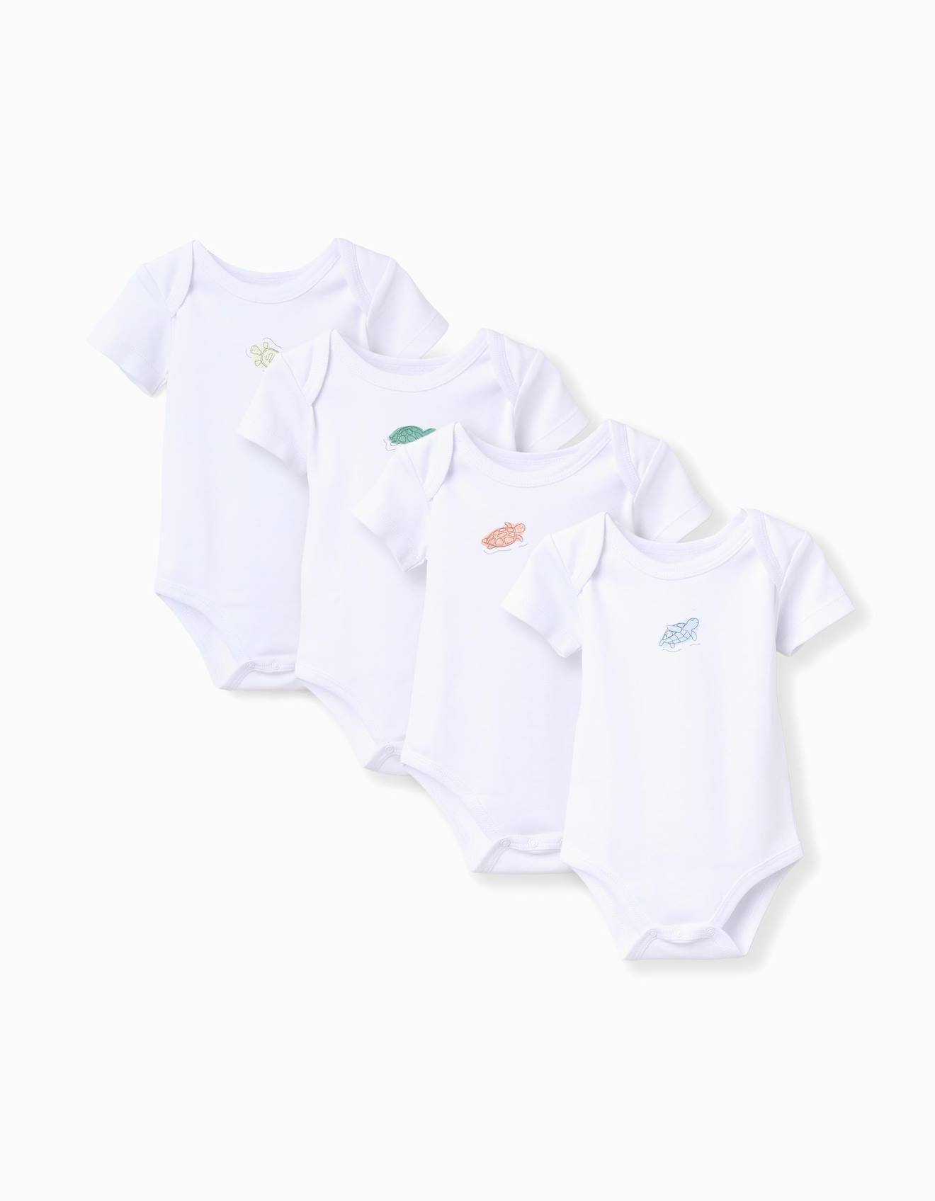 4 Bodies En Coton Avec Tortues Imprimées Blanc
