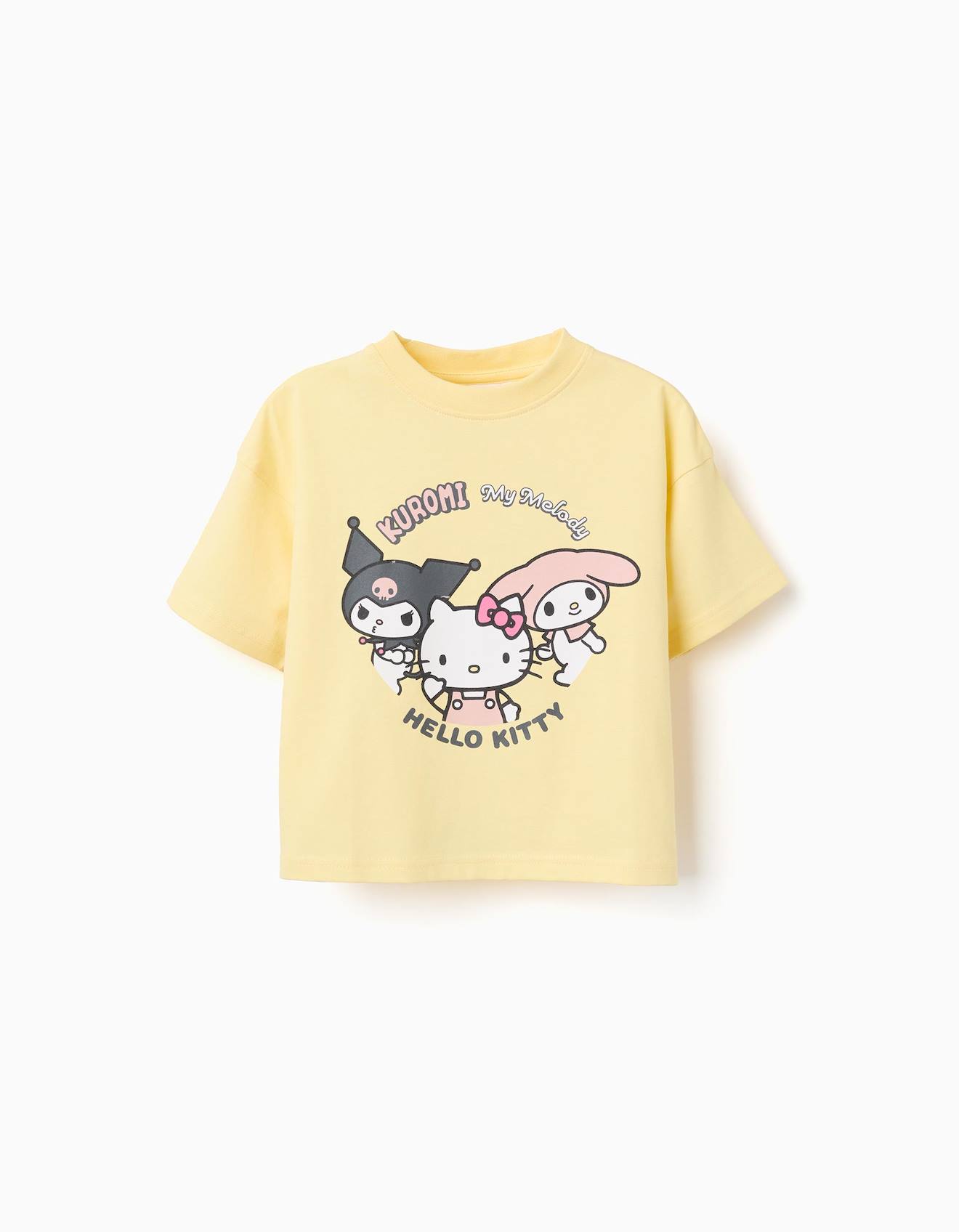 T-shirt En Coton Avec Imprimé Kuromi & Friends Jaune Clair