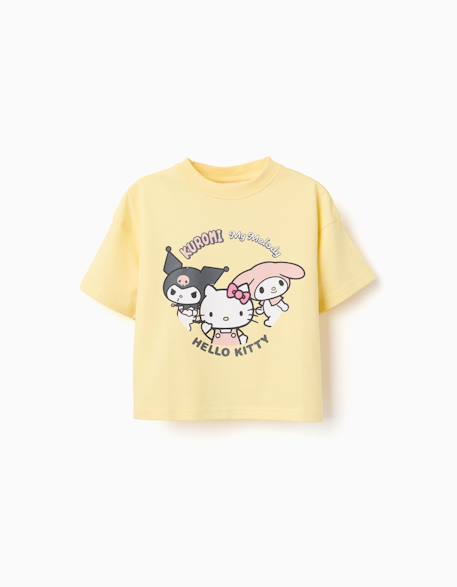 Fille-T-shirt, sous-pull-T-shirt-T-shirt en coton avec imprimé kuromi & friends