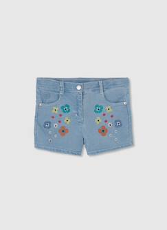 -Short garçon jean fleurs