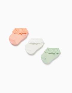 Pack de 3 paires de socquettes avec broderie anglaisee  - vertbaudet enfant