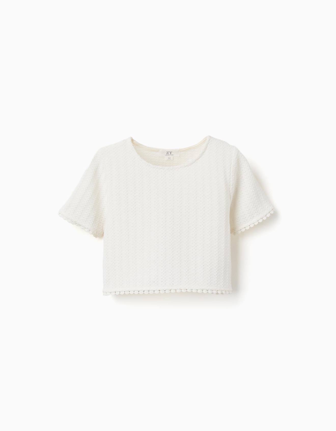T-shirt En Maille Avec Bordure En Crochet Blanc 13 €