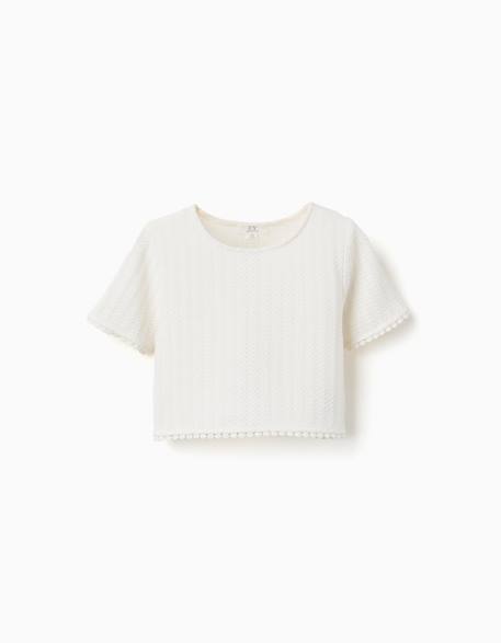 Fille-T-shirt, sous-pull-T-shirt-T-shirt en maille avec bordure en crochet