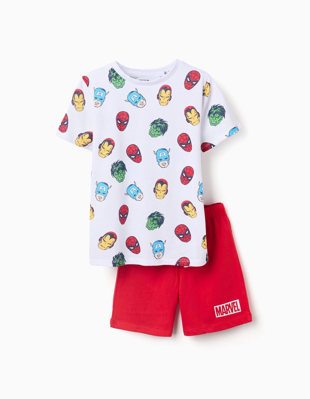 Pyjama À Manches Courtes En Coton Avec Motifs Marvel Blanc Pyjama À Manches Courtes En Coton Avec Motifs Marvel Blanc