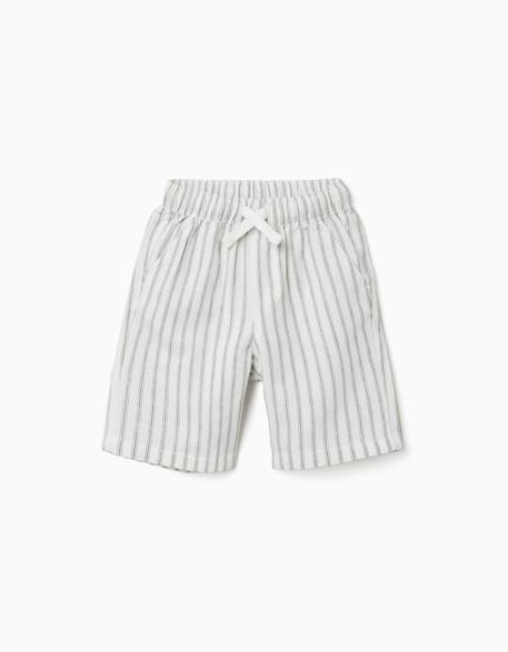Short midi en lin rayé avec cordon de serrage  - vertbaudet enfant