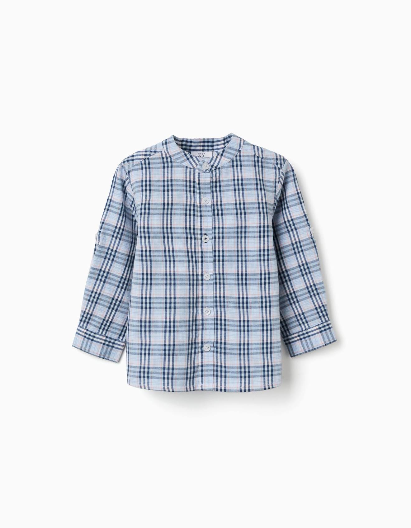 Chemise En Coton Carreaux Avec Manches Retrousses Bs Bleu Fonc 17 €