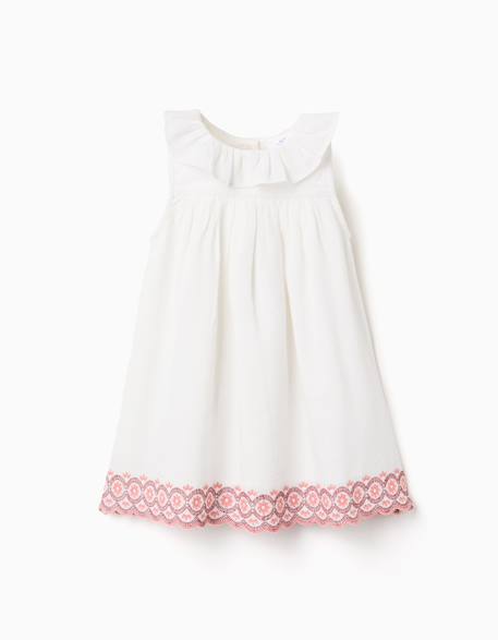 Bébé-Robe en coton et lin à broderie anglaise