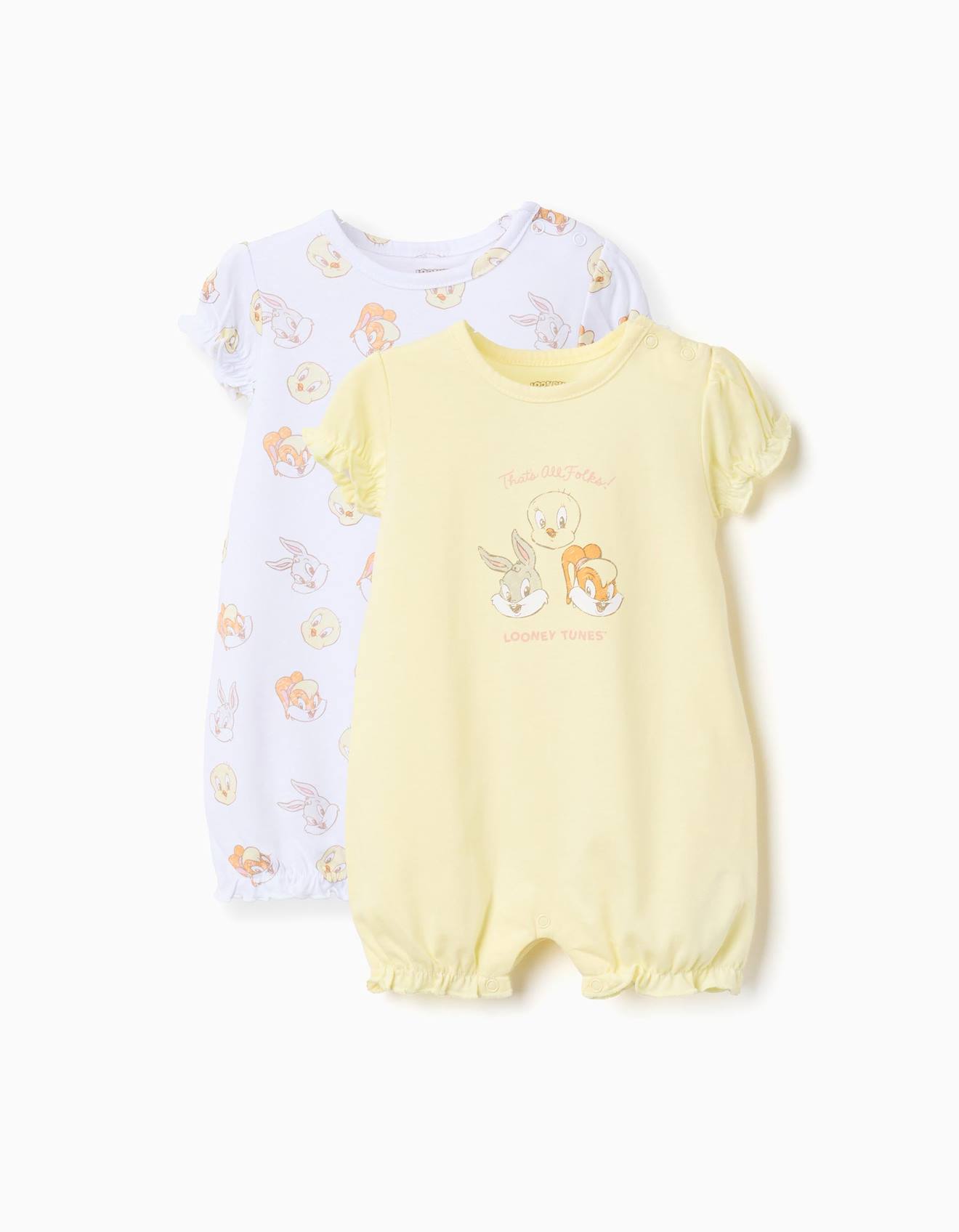 2 Combishorts En Coton Avec Looney Tunes Multicolore