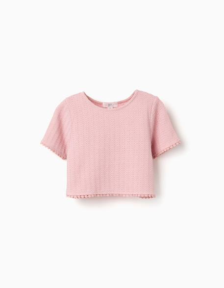 Fille-T-shirt, sous-pull-T-shirt-T-shirt en maille avec bordure en crochet