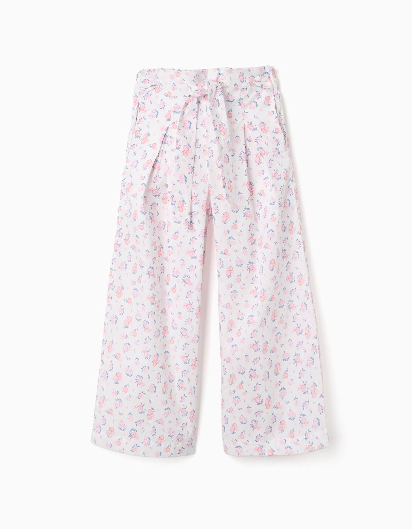 Pantalon En Popeline Jambe Large Avec Motif Floral Blanc 16 €