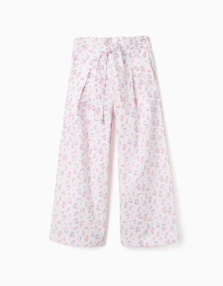 Fille-Pantalon-Pantalon en popeline à jambe large avec motif floral