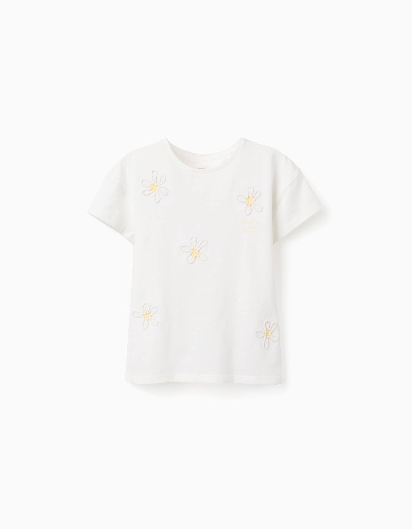 T-shirt En Coton À Imprimé Floral 3d Blanc