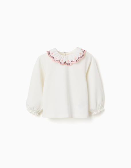 Bébé-T-shirt à manches longues avec col brodé