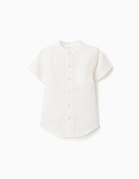 Bébé-Chemise à manches courtes en lin et coton avec poche