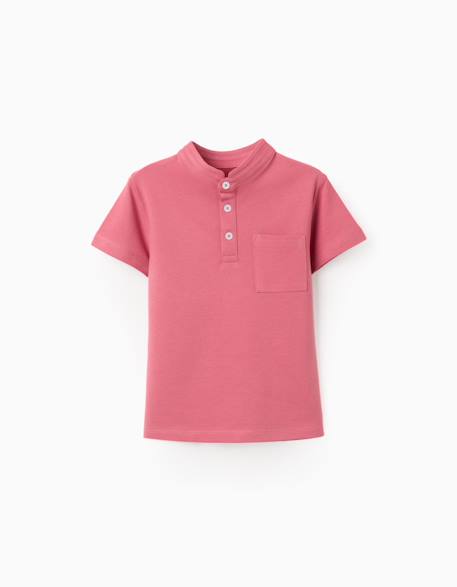 Garçon-Polo en coton avec col mao et poche