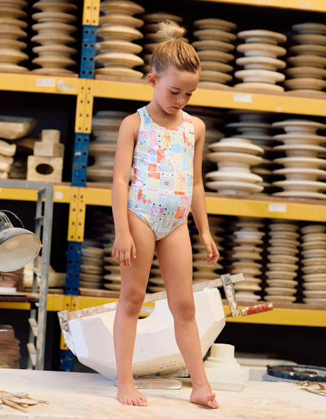 Fille-Maillot de bain avec imprimé coloré et bretelles croisées