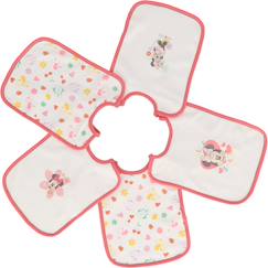 Puériculture-Repas-Lot de 5 bavoirs minnie coton