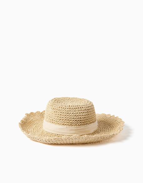 Chapeau de paille avec nœud décoratif  - vertbaudet enfant