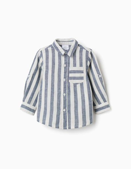 Bébé-Chemise en coton et lin à rayures you&me