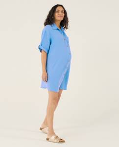 Vêtements de grossesse-Allaitement-Robe chemise courte oversize d'allaitement bertille
