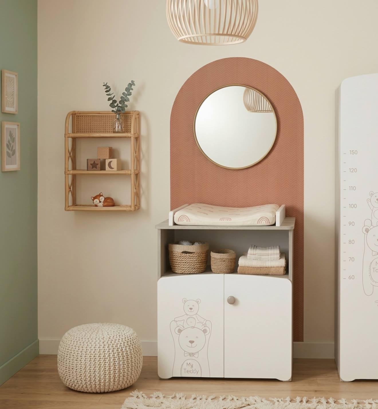 Commode À Langer 2 Portes En Bois - Teddy Blanc